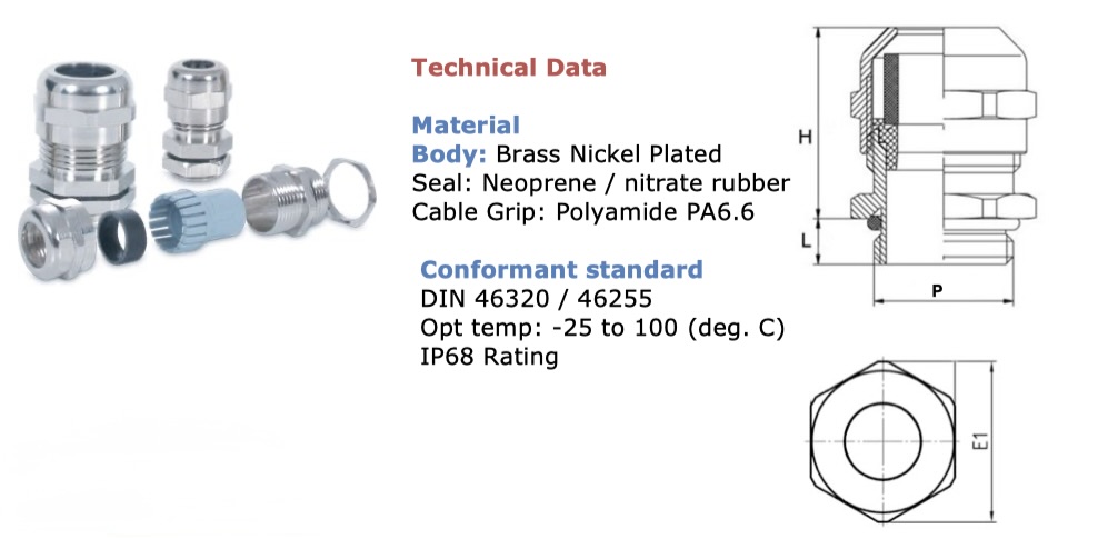 RADI – DNG Glands for Un-armored Cables with IP68 Rating